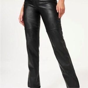 Good American Black Leather Trousers